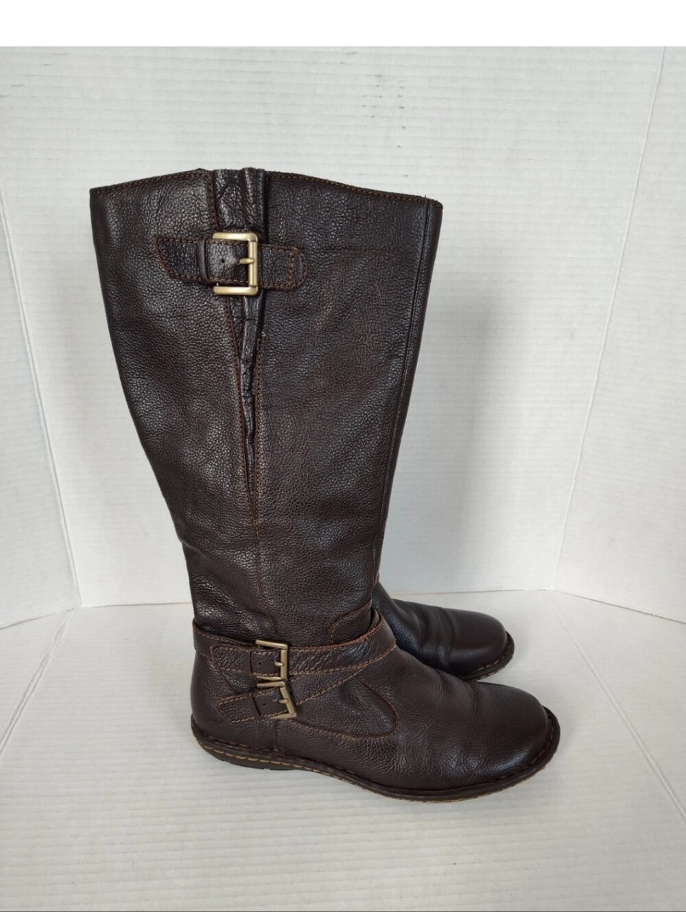 b.o.c. Born Concept Brown Pebbled Leather Tall Riding Boots Womens Size 8.5